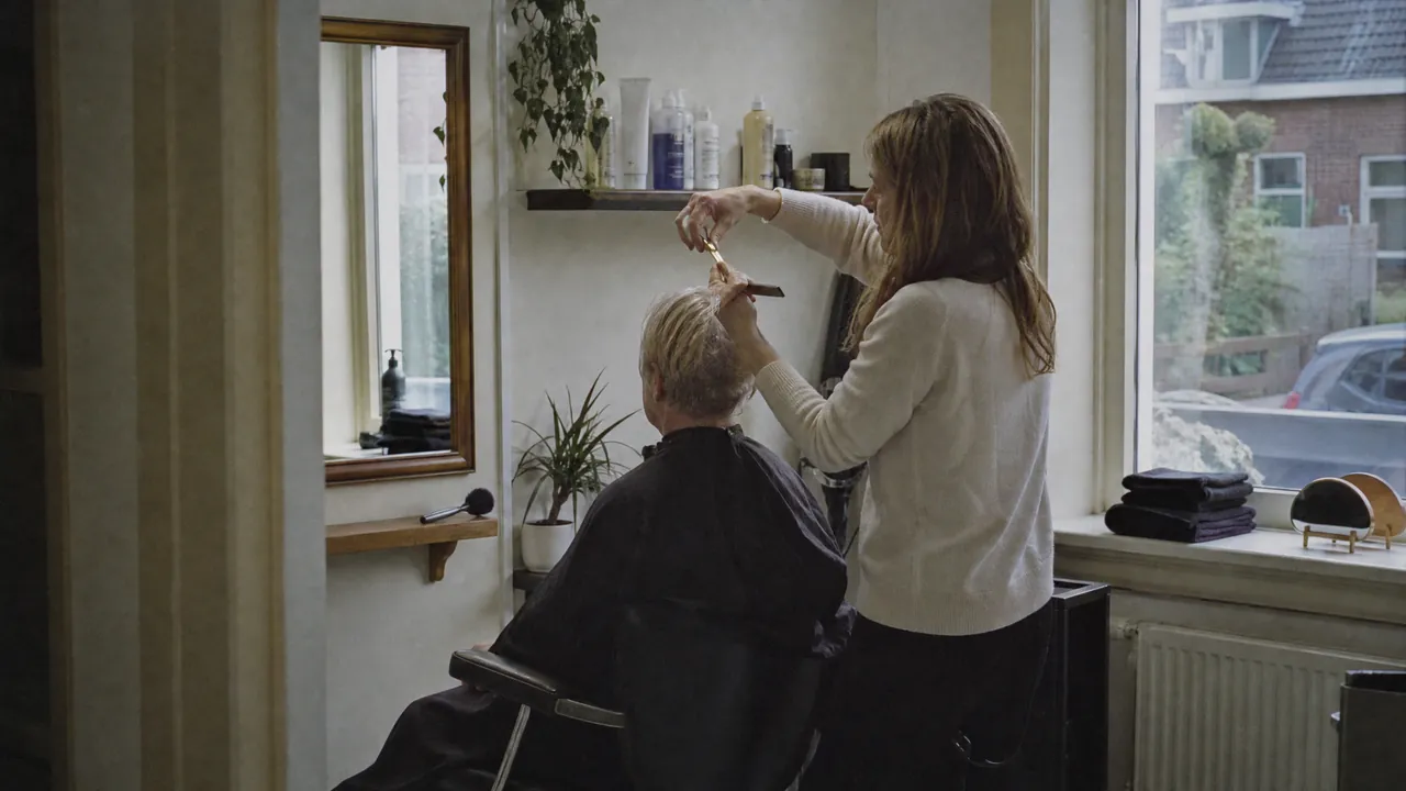 Kapster knipt een klant in de salon