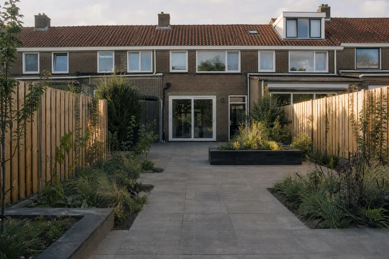 Aangelegde achtertuin