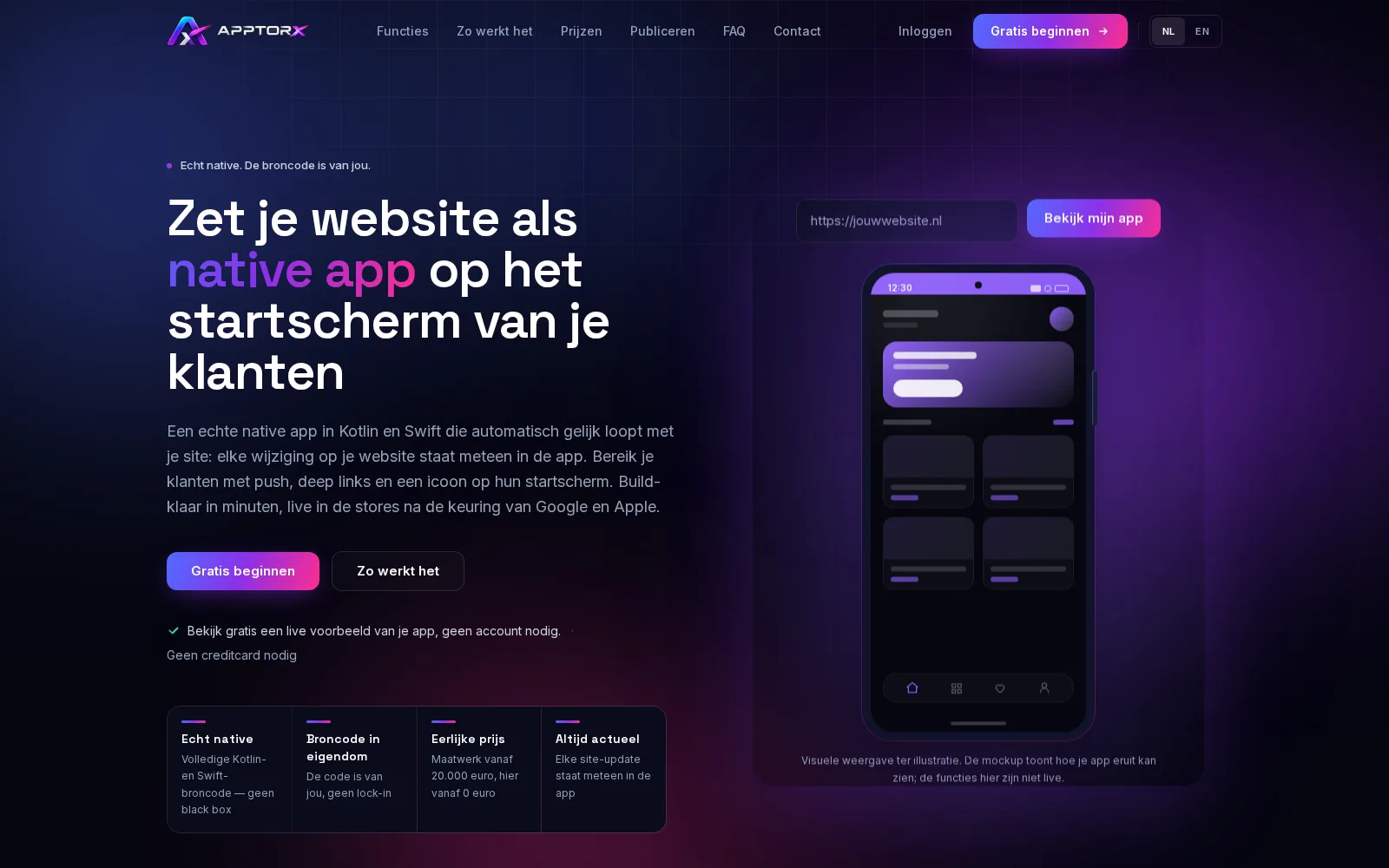 AppTorX website-naar-app-platform