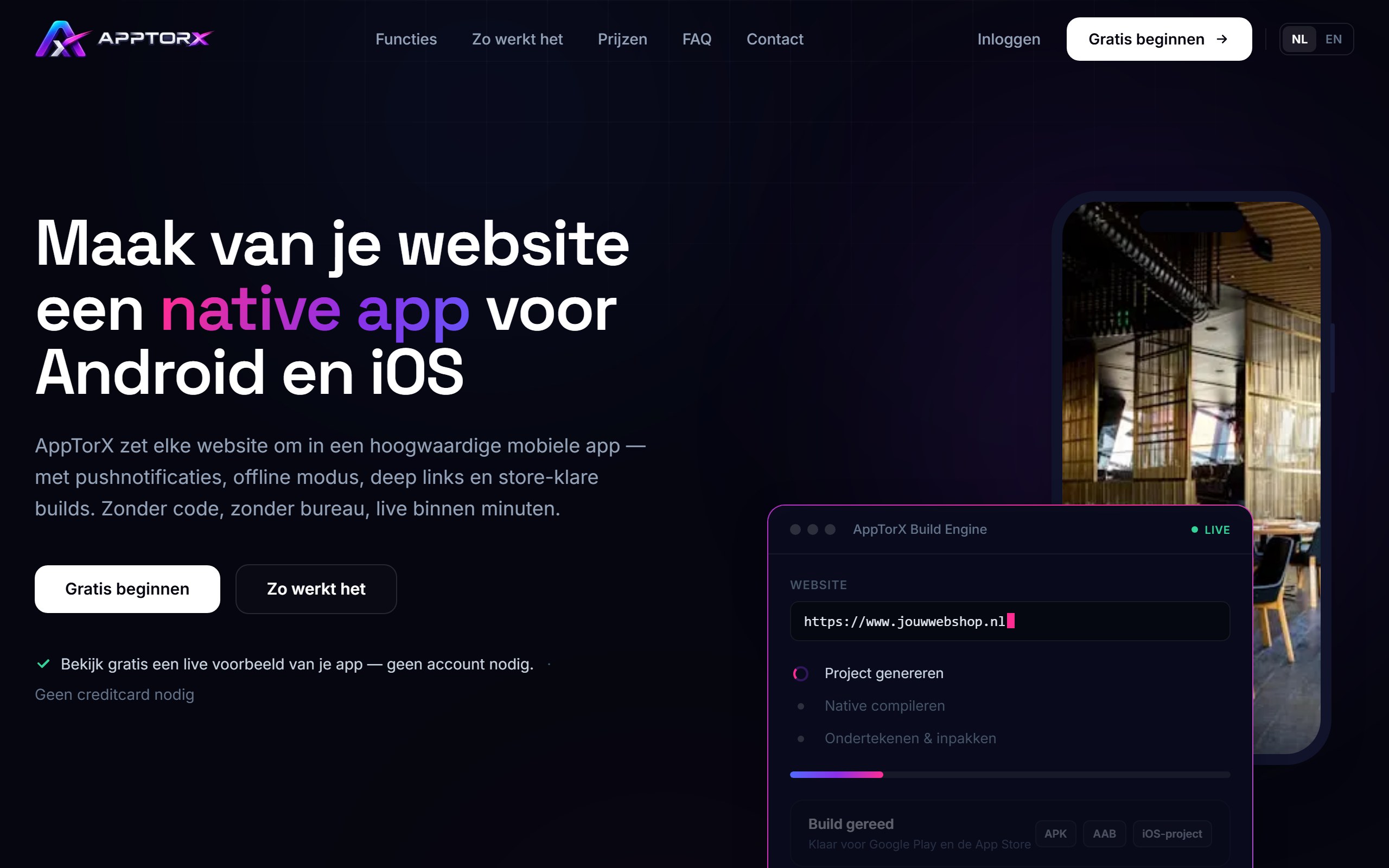 AppTorX, website omzetten naar native Android- en iOS-app